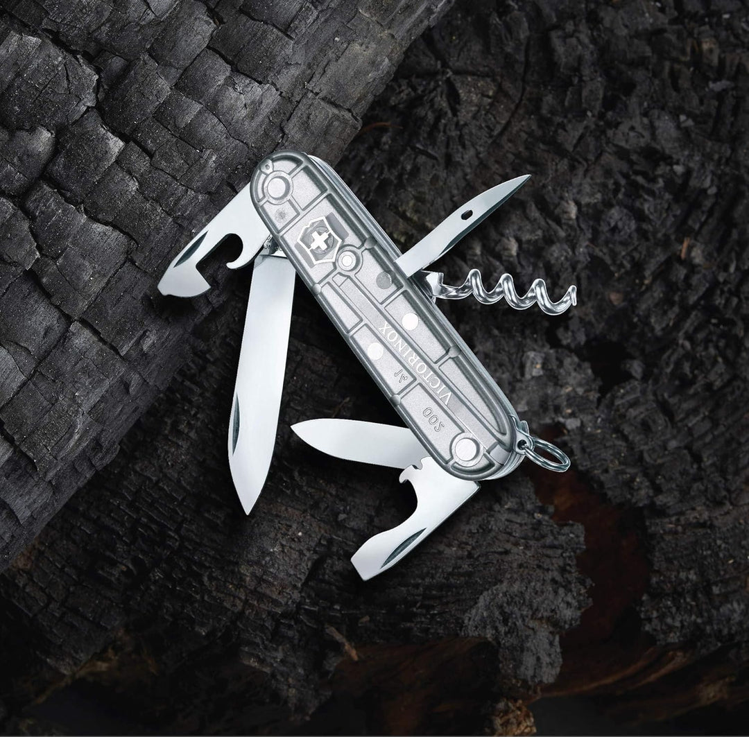 Victorinox Taschenmesser Spartan (12 Funktionen, grosse Klinge, Korkenzieher) 91mm Silber Transparen