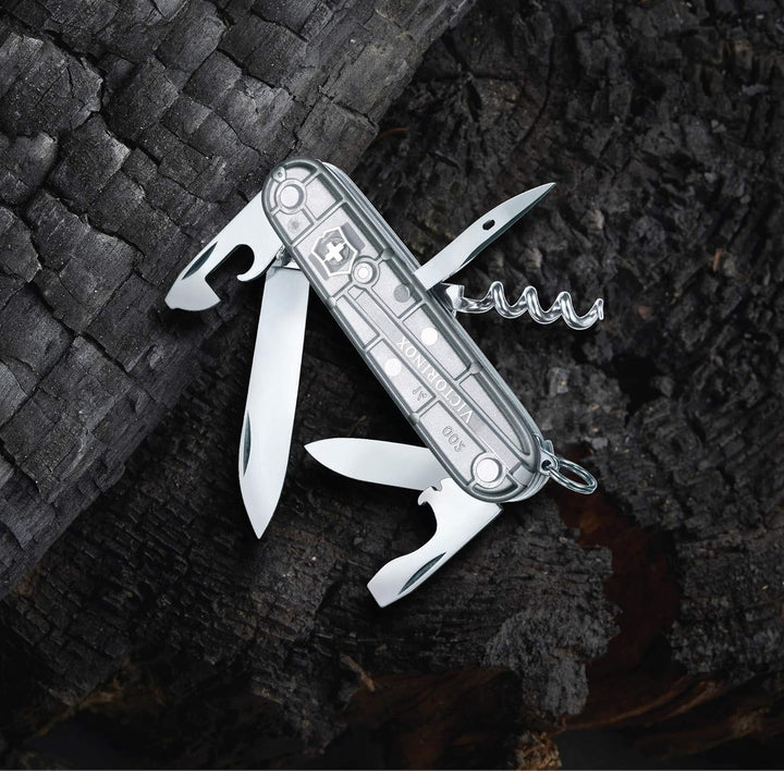 Victorinox Taschenmesser Spartan (12 Funktionen, grosse Klinge, Korkenzieher) 91mm Silber Transparen