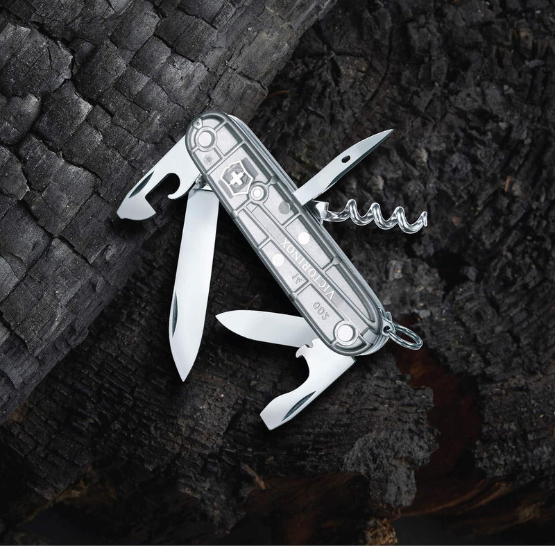 Victorinox Taschenmesser Spartan (12 Funktionen, grosse Klinge, Korkenzieher) 91mm Silber Transparen