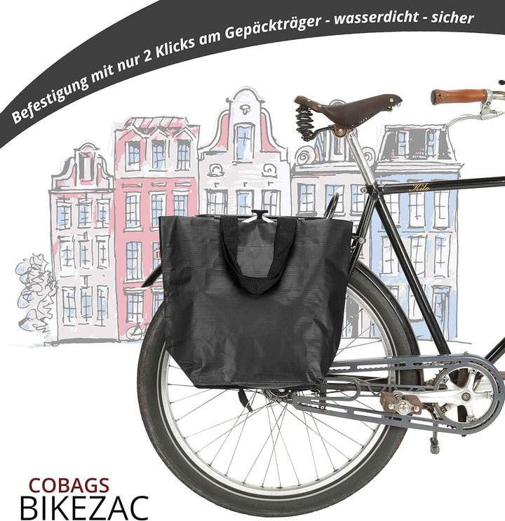 BikeZac FAHRRADTASCHE Clip-On EINKAUFS-Tasche | Fahrrad-Einkaufstasche | Gepäckträger-Tasche | Einka