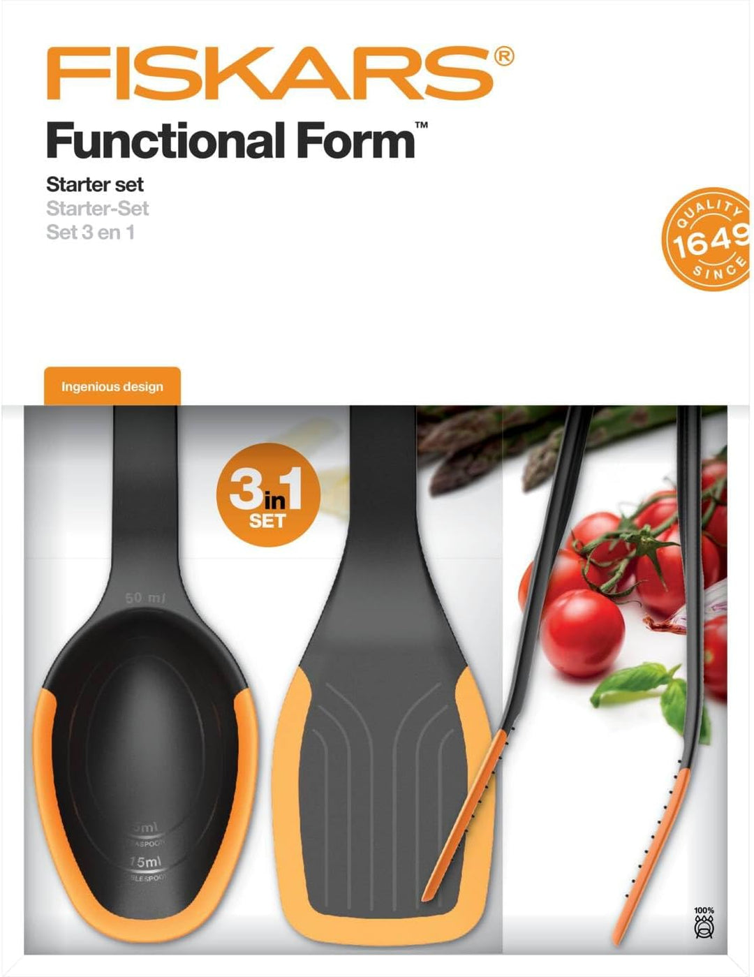 FISKARS FF Starter Set, Mehrfarbig Küchenhelfer -Set, Küchenhelfer -Set