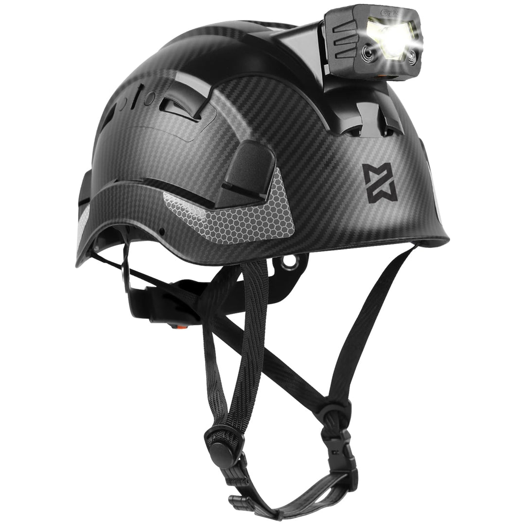 HEARMOR Höhenarbeiten Industriehelm Erwachsene Bauhelm LED-Kopflampe inklusive ABS Schutzhelm Zertif
