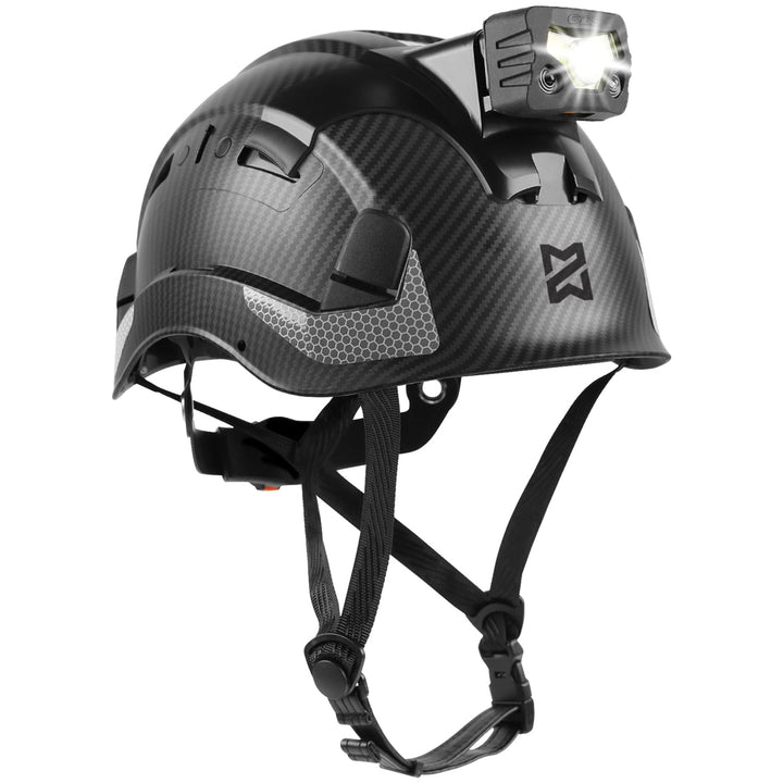 HEARMOR Höhenarbeiten Industriehelm Erwachsene Bauhelm LED-Kopflampe inklusive ABS Schutzhelm Zertif