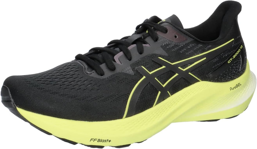 ASICS Herren Gt-2000 12 Sneaker, 40.5 EU Black Glow Yellow
