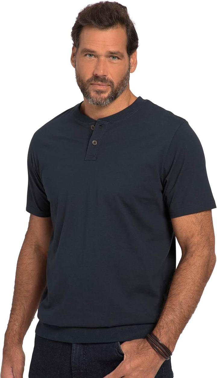 JP 1880 Herren grosse Grössen Übergrössen Menswear L-8XL Henley, Bauchfit, Halbarm, Rundhals, bis 8