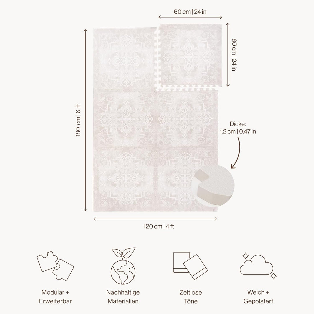 Toddlekind Playmat Spielmatte, Premium-Schaumstoff, 1,2 x 1,8 m, 6 Fliesen, extra dicker Schaumstoff