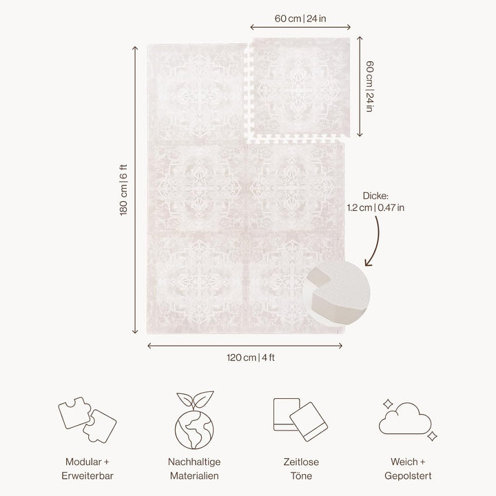 Toddlekind Playmat Spielmatte, Premium-Schaumstoff, 1,2 x 1,8 m, 6 Fliesen, extra dicker Schaumstoff