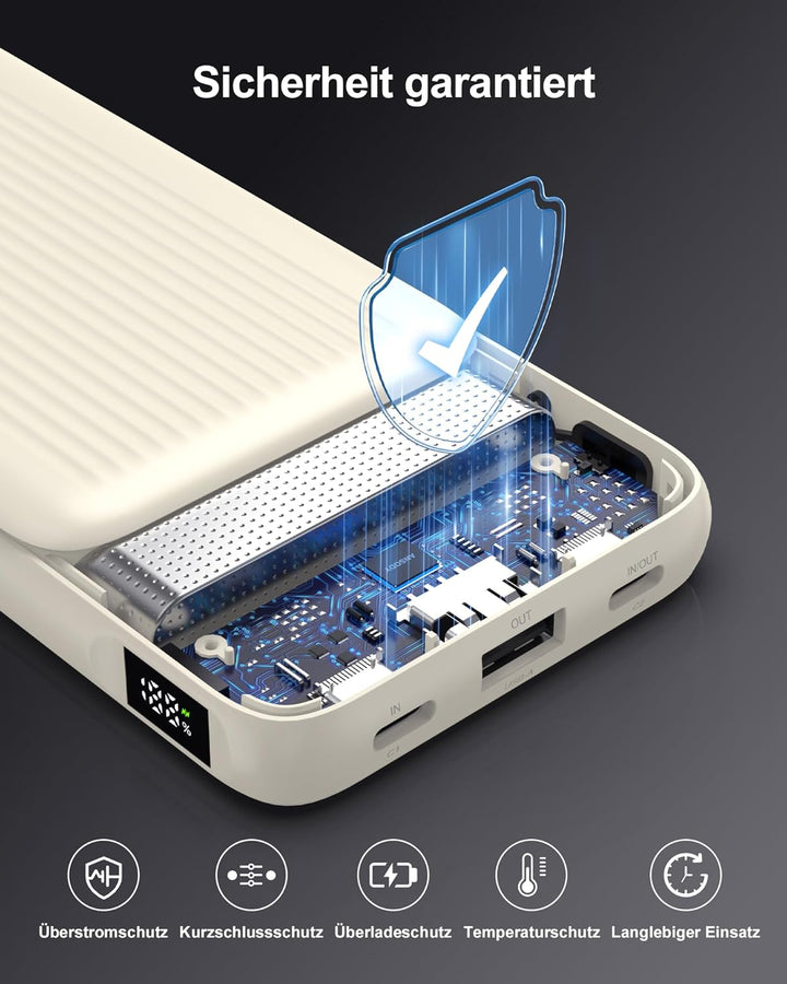 22.5W Power Bank 10000mAh 2 Stück, Akkupack Klein Aber Stark, LED Display kompatibel Externe handyak