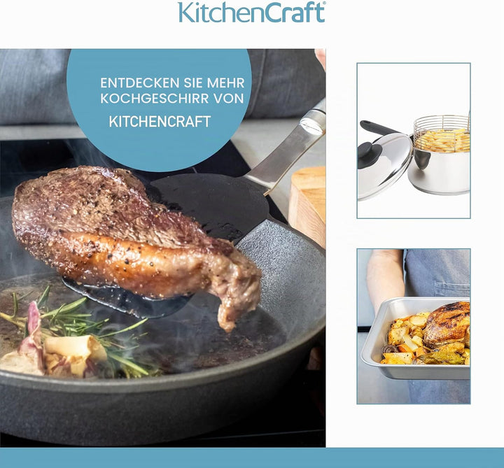 KitchenCraft Grosser Pommes Kochtopf mit Frittierkorb und Deckel, Fritteuse Topf für alle Herdarten