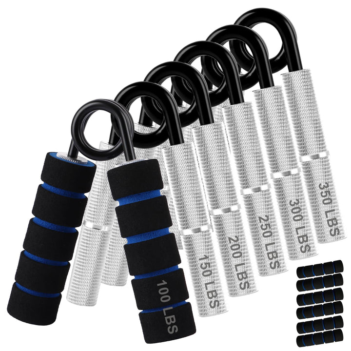 JMIATRY 6 Stück Handtrainer Fingertrainer, Griffkraft Trainer, 100-350LB Metall Grip Trainer für Mus