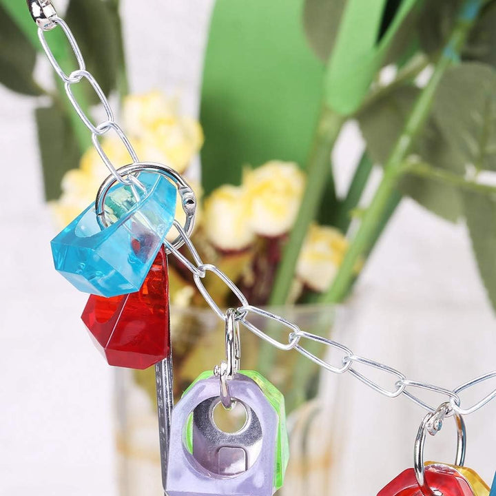 Vogel-Kauspielzeug Bunte Plastik-Papageienspielzeug-Käfig-hängende Dekoration mit Glocke für Papagei