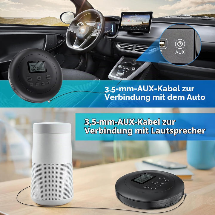 Gueray Tragbarer CD-Player CD Spieler Persönliche CD Player mit Kopfhörer LCD Display Anti-Skip Schu