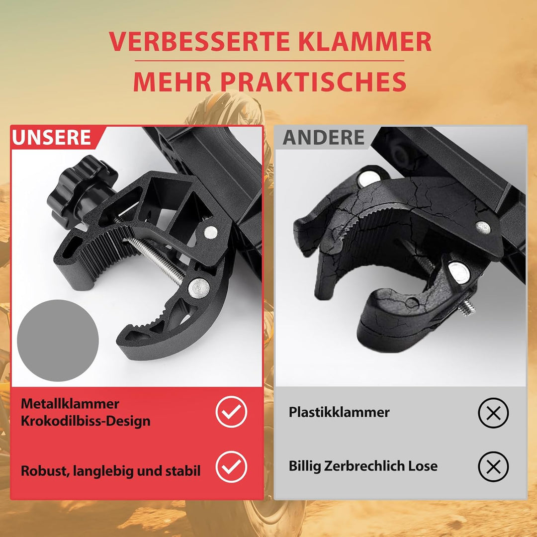 KEMIMOTO Fahrrad Flaschenhalter, Getränkehalter Fahrrad, Trinkflaschenhalter mit 1.5-4cm Metallklemm