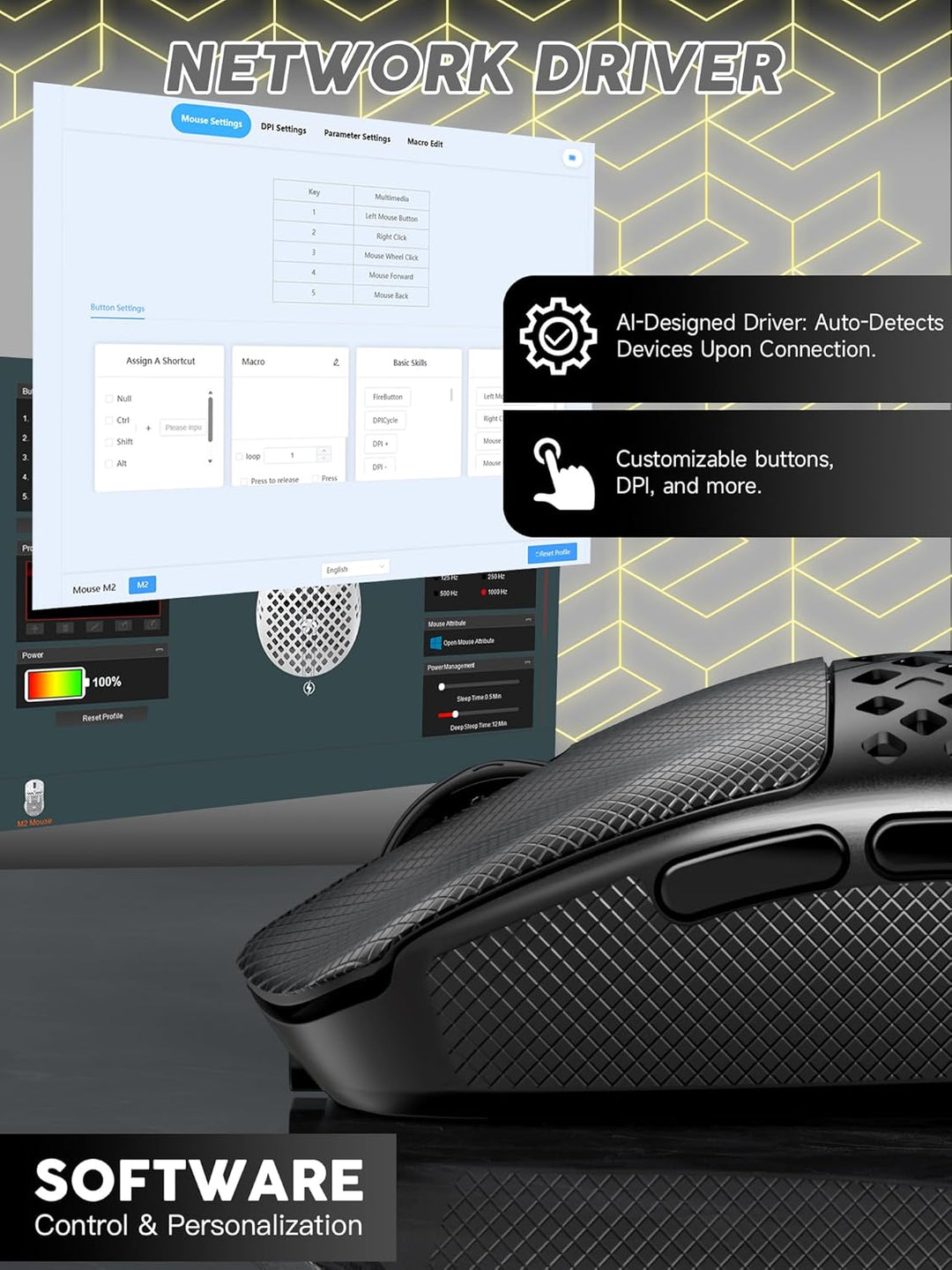 MAMBASNAKE M2 Ultra-Lightweight Wireless Gaming Mouse, PAW3395PRO Sensor 40000 DPI, 41g Carbon Fiber