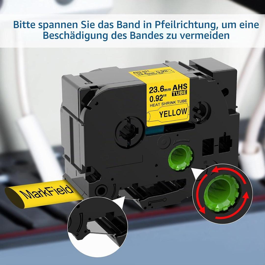 MarField HSe-651 23.6mm Schrumpfschlauch Schriftband Kompatibel mit Brother P-touch HS HSe651 Heat S