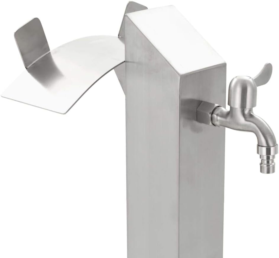 Festnight Wassersäule Garten Mit Wasserhahn Edelstahl Quadratisch Wassersäule 95 cm Gartenwasserhahn