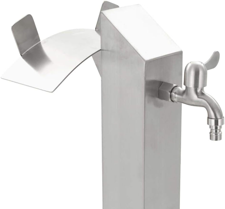 Festnight Wassersäule Garten Mit Wasserhahn Edelstahl Quadratisch Wassersäule 95 cm Gartenwasserhahn