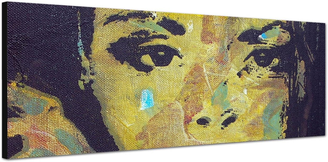 Paul Sinus Art Panoramabild auf Leinwand und Keilrahmen 120x40cm Ölmalerei Frau Gesicht Portrait abs