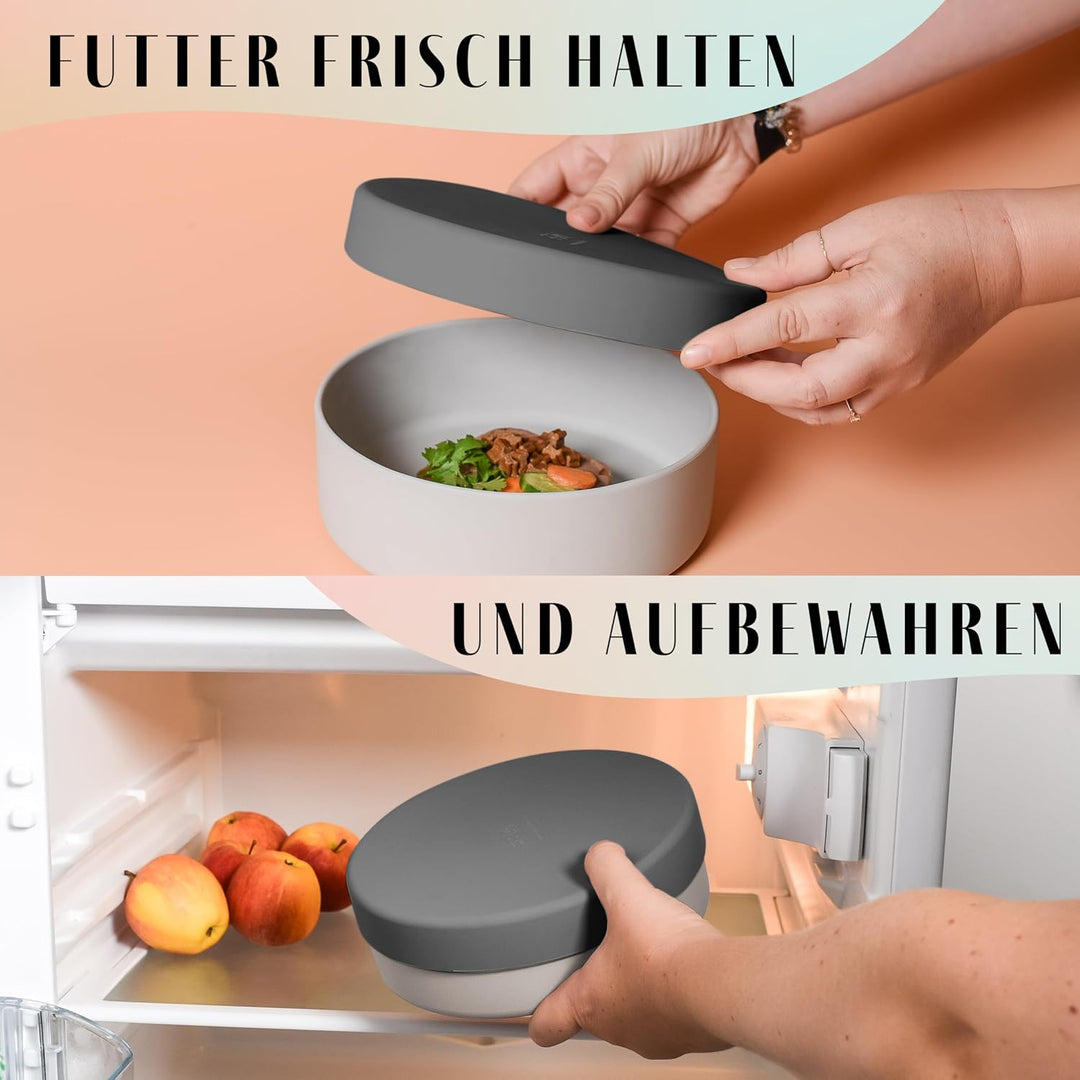 ne&amp;no® Silikon Hundenapf 1200 ml mit Deckel für kleine und mittelgrosse Hunde | im Kühlschrank luftd
