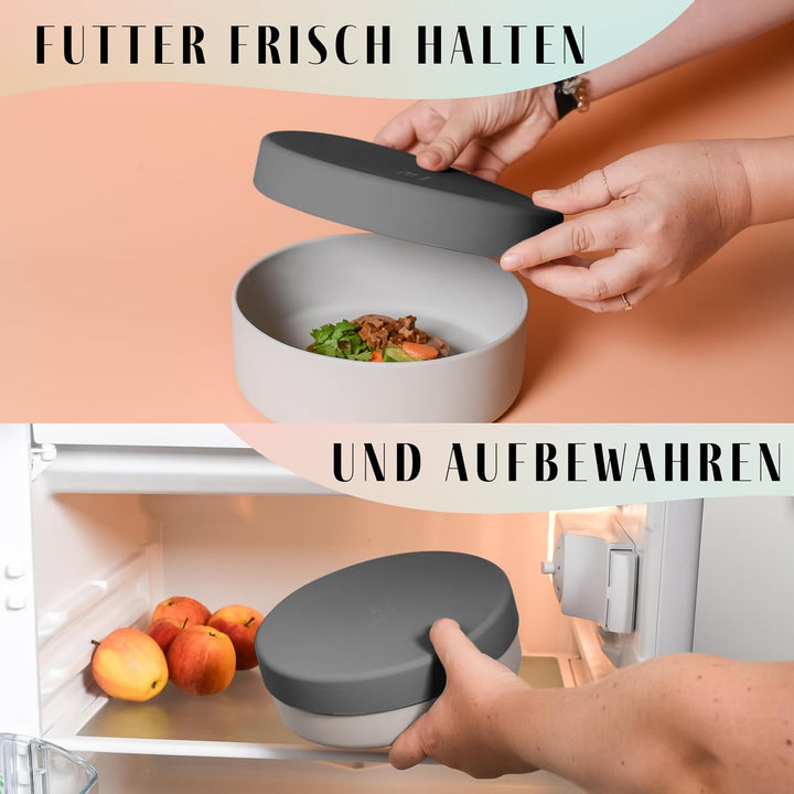 ne&amp;no® Silikon Hundenapf 1200 ml mit Deckel für kleine und mittelgrosse Hunde | im Kühlschrank luftd