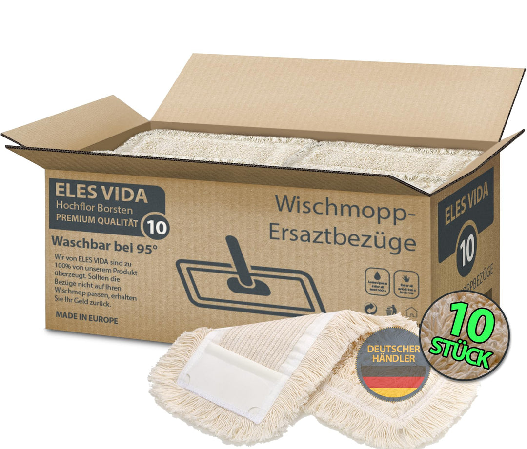 10 Stück Premium Wischmopbezug Ersatzbezug Set Baumwolle für 40 cm Wischmop Klapphalter Made IN Euro