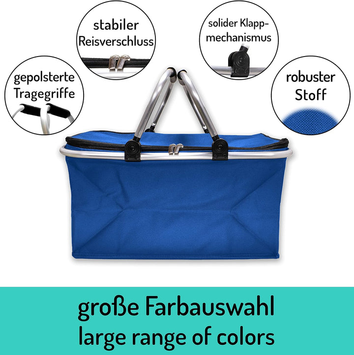 Einkaufskorb faltbar 25L - ideal für den Wocheneinkauf I Mit gepolsterten Tragegriffen &amp; Reissversch