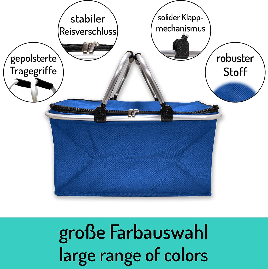 Einkaufskorb faltbar 25L - ideal für den Wocheneinkauf I Mit gepolsterten Tragegriffen &amp; Reissversch