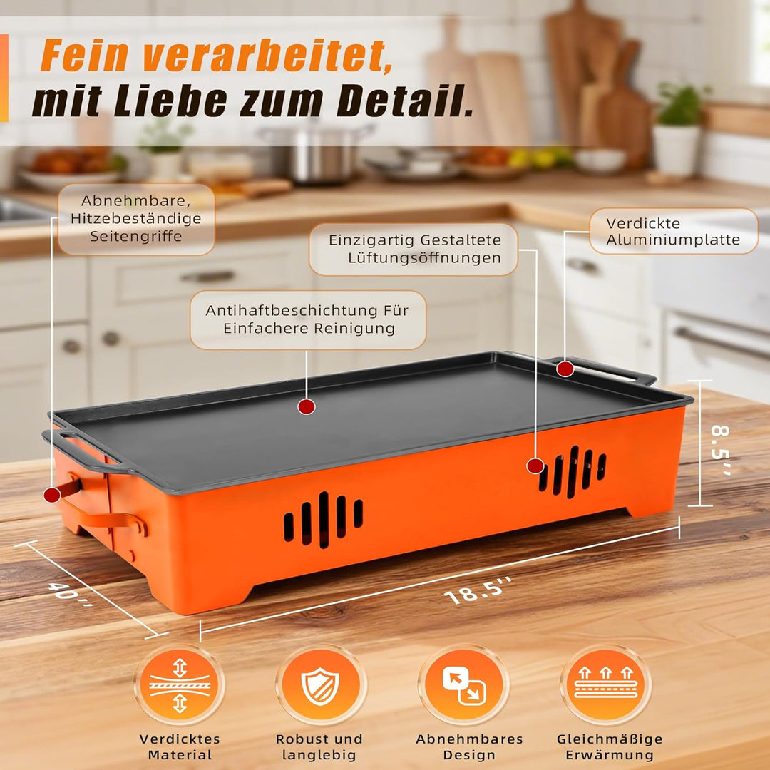 BBQ Warmhalteplatte - Warmhaltebehälter für Essen & Grillgut – Aluminium Grill-Heizplatte Antihaft,