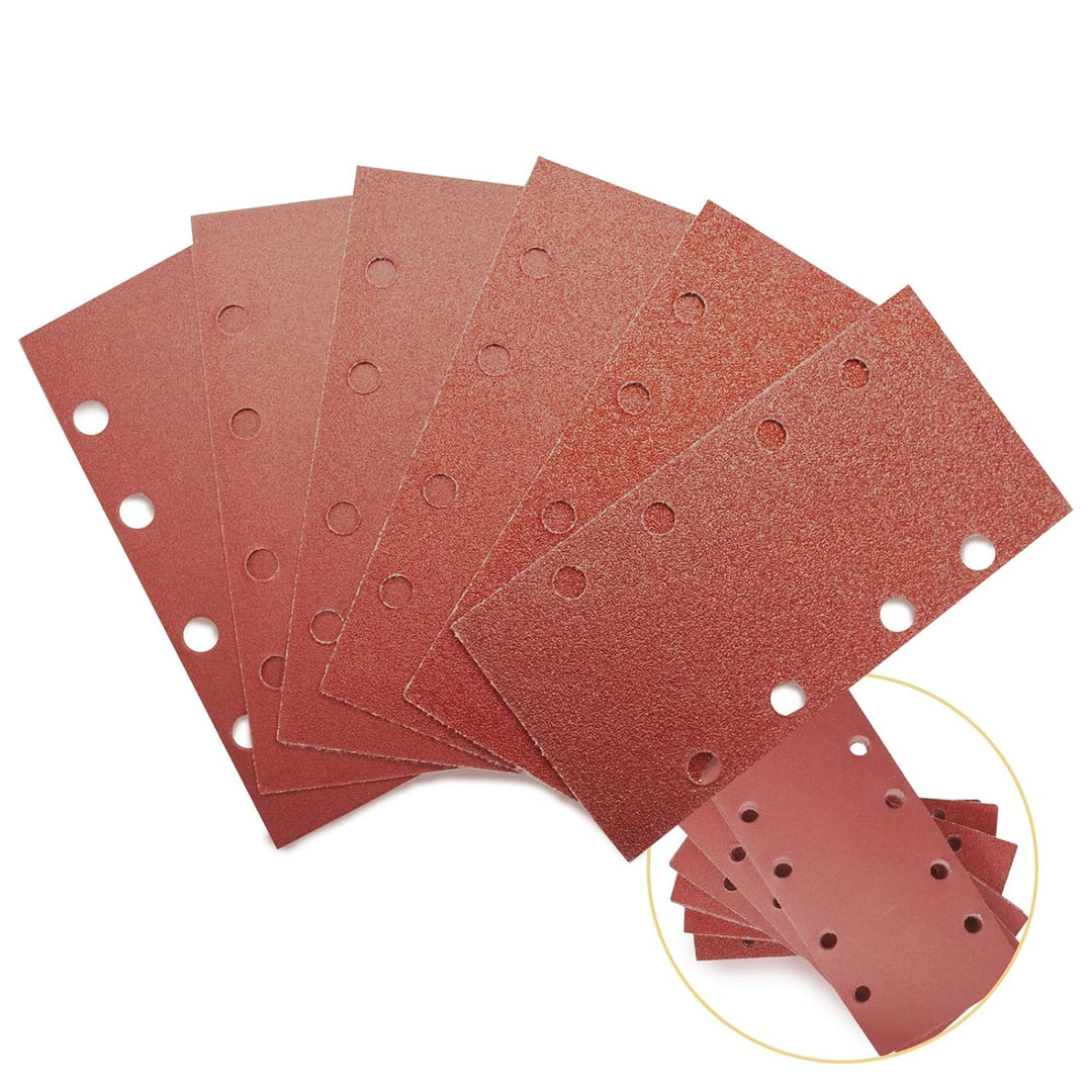 Senmai Tools Schleifpapier 93 x 185 mm Klett, Schleifblatt 8 Löcher, Schleifblätter Körnung 40 60 80