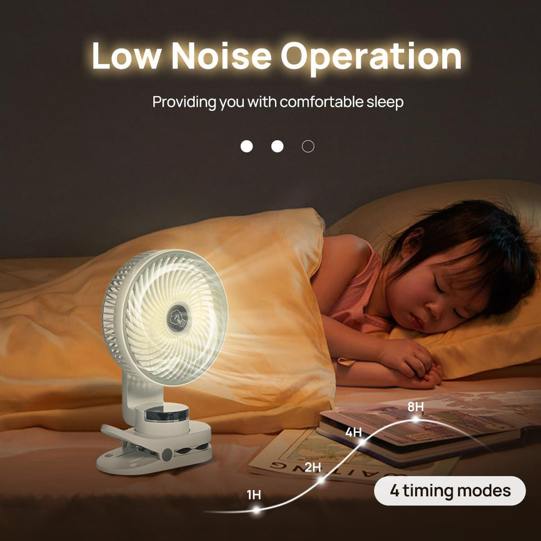 10000mAh Mini USB Clip Ventilator mit akku,3 in 1 Clip Fan Tischventilator mit Led Anzeige, 360°Dreh