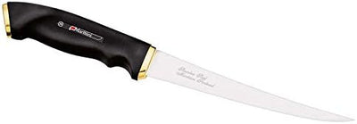 Marttiini Finnisches Filetiermesser, Klinge 15 cm, Kautschuk-Griff, Lederscheide Mit Gravur, Mit Gra