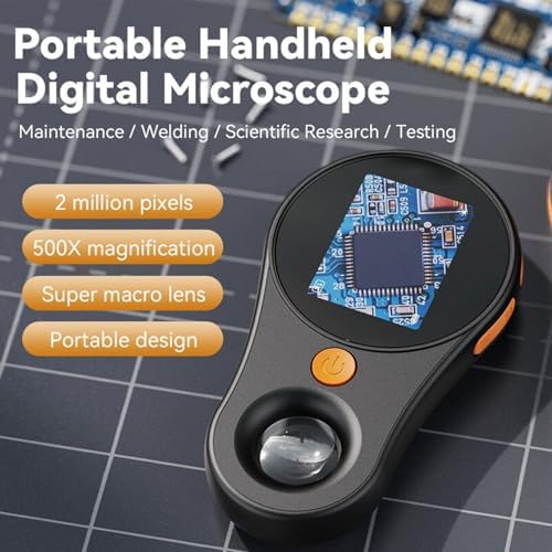 Taschenmikroskop, 500-fache Vergrösserung, Hand-Digitalmikroskop, 2 MP Makro-Digitalmikroskop, Festf