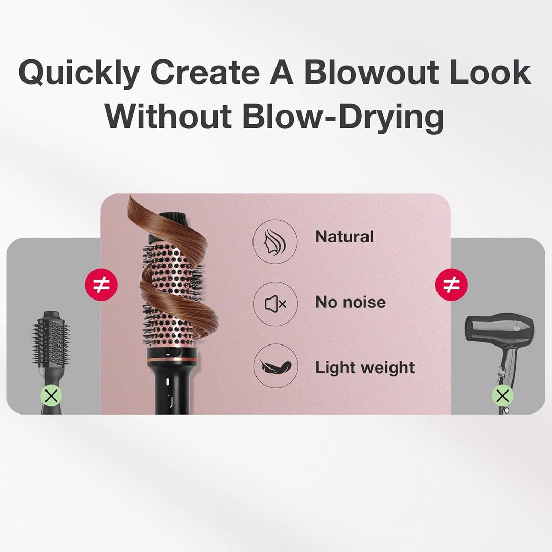 TANSHINE Thermal Brush, 38 mm Elektrische Rundbürste Wärmebürste, Lockenbürste Warmluft und Volumize