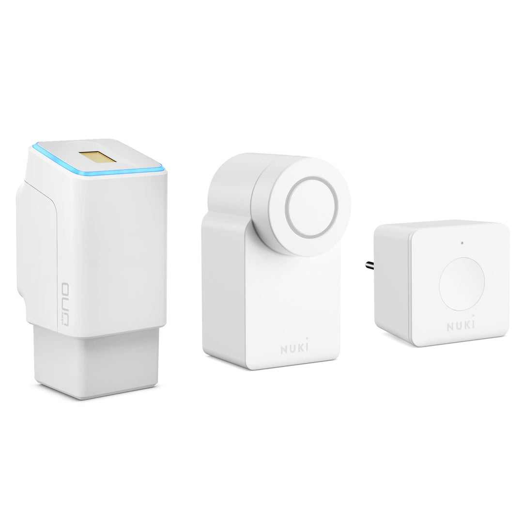 EKEY UNO 200206 Fingerprint mit Akku inkl. Nuki Combo 3.0 (Smart Lock + Bridge) weiss, Akkubetrieben