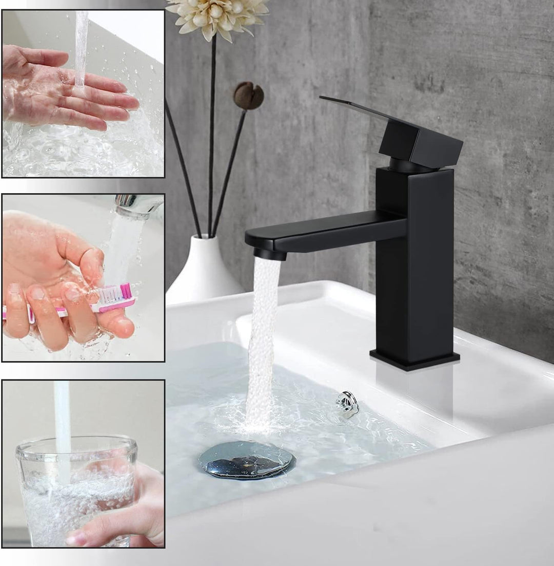 Mursche Wasserhahn Bad Waschtischarmatur Waschbecken - Armatur Schwarz Warm und Kaltwasserhahn Badez