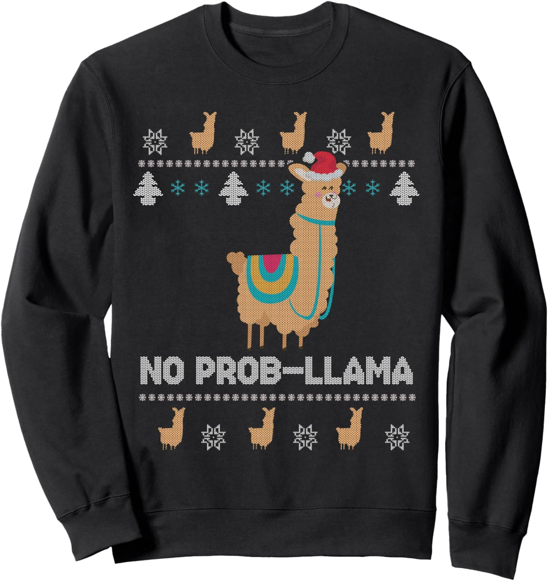 No Prob Lama Lustig Ugly Christmas Sweater Alpaka Sweatshirt