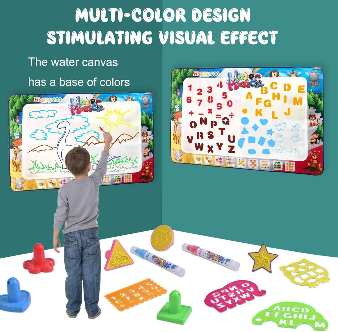 MOONTOY Tier Wassermalmatte 120 x 80cm, Wasser Doodle Matte Geschenk,Mädchen Malmatte mit Wasserstif