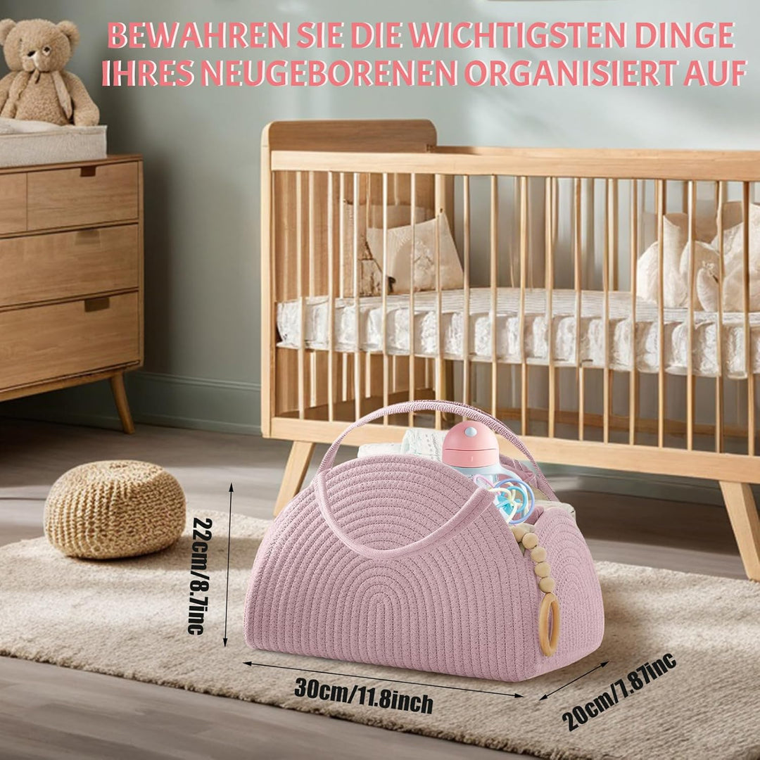 Wickeltasche Organizer, Baby Windel Caddy Korb, Tragbarer Aufbewahrungskorb für den Wickeltisch, Wic