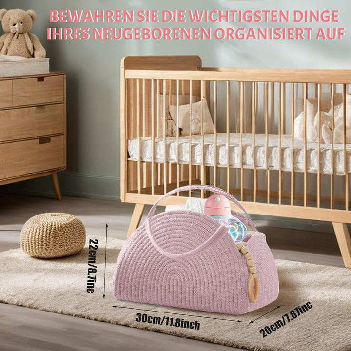 Wickeltasche Organizer, Baby Windel Caddy Korb, Tragbarer Aufbewahrungskorb für den Wickeltisch, Wic