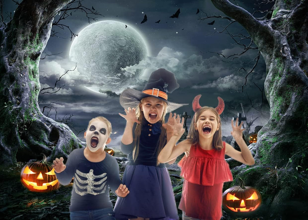 AIIKES 8x6FT Halloween Horror Nacht Fotografie Hintergrund Horror Nacht Hintergrund Kürbislaterne Hi