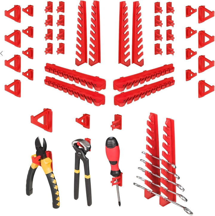 PAFEN Werkzeugwand Stapelboxen - 1152 x 780 mm - Lagersystem SET Werkzeughaltern und 23 Schwarz Boxe