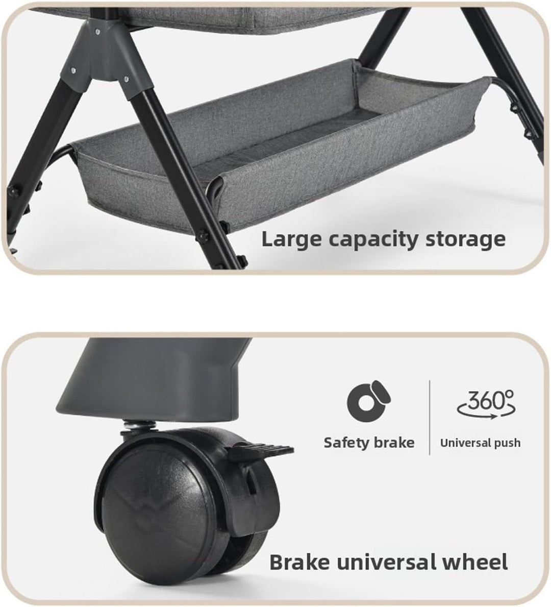 Aveainelle Baby-Beistellbett mit Matratze, Faltbare und Umwandelbare Babywiege, Verstellbare Babywie