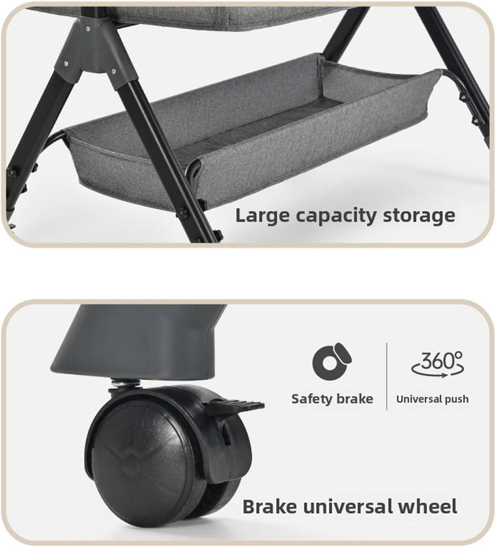 Aveainelle Baby-Beistellbett mit Matratze, Faltbare und Umwandelbare Babywiege, Verstellbare Babywie