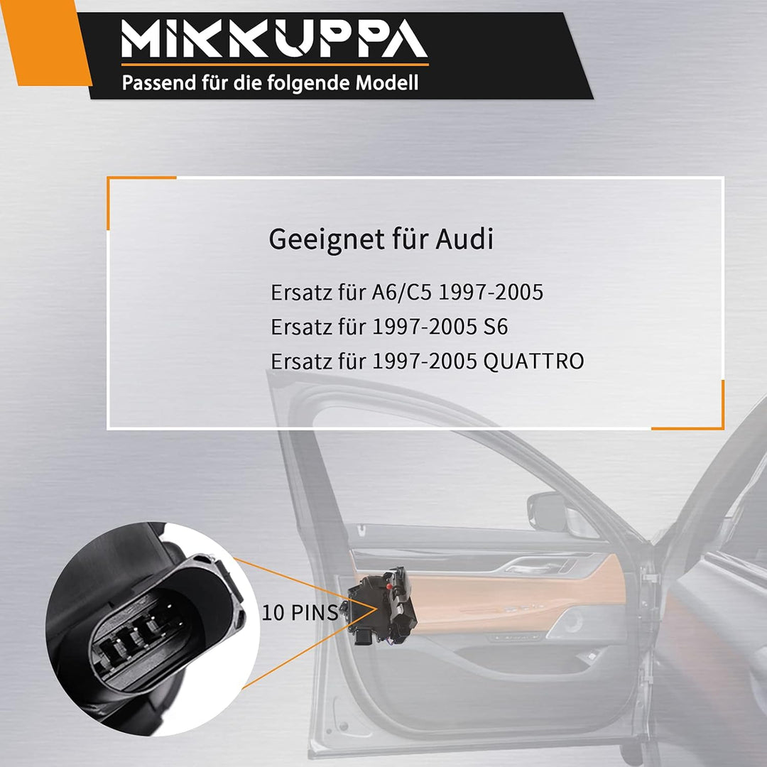 MIKKUPPA Stellmotor Türschloss Vorne Links Kompatibel mit Audi A4 A6 10-Polig Schloss mit Zentralver