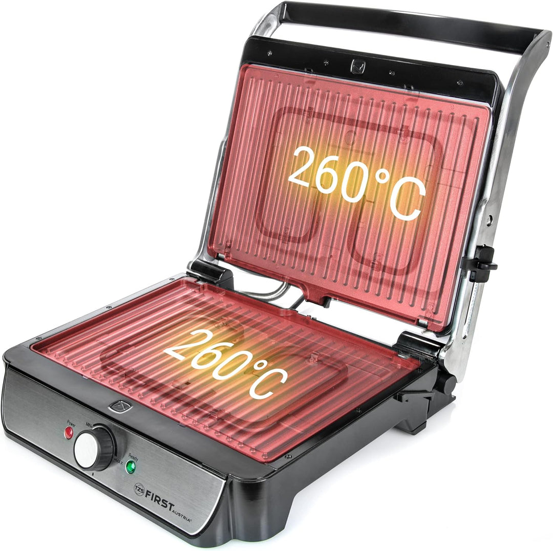 TZS First Austria Tischgrill, Elektrogrill für den Tischgebrauch, Grillplatte für Fleisch & Gemüse,