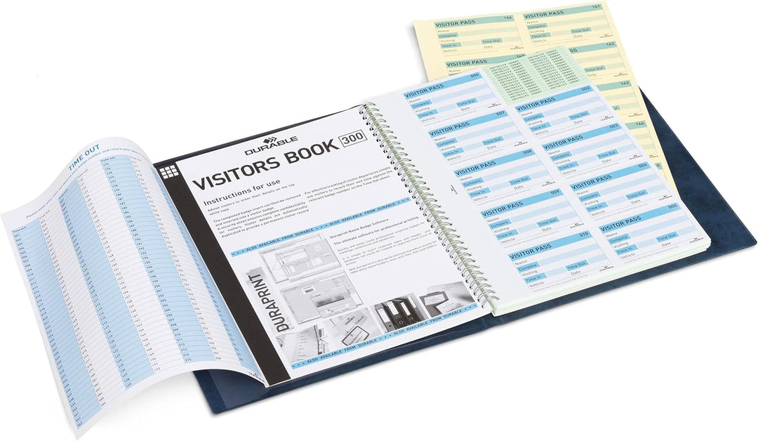 Durable Besucherbuch Leder-Optik 300 Namensschilder 90 x 60 mm 300 Badge, 300 Badge