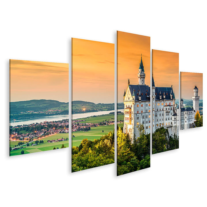 islandburner Bild auf Leinwand Deutsches Schloss Neuschwanstein Bayerische Alpen Deutschland Bilder