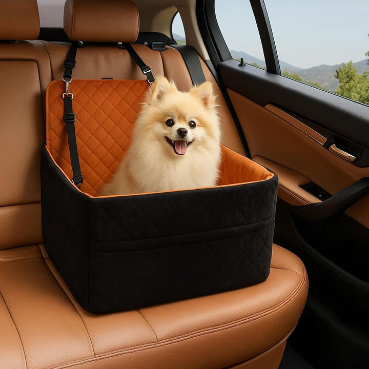 Hunde Autositz für kleine & mittelgrosse bis 25kg mit Sicherheitsleine & Aufbewahrungstaschen abnehm
