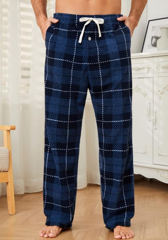 U2SKIIN Pyjamahose Herren lang kariert Schlafhose Schlafanzughosen für Herren Fleece Pyjama Hosen Na