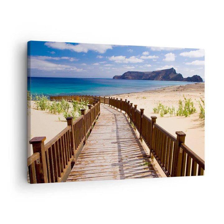 ARTTOR Bilder auf Leinwand Ozean Strand Sand Ufer Leinwandbild 70x50cm Wandbilder Dekoration Wohnzim